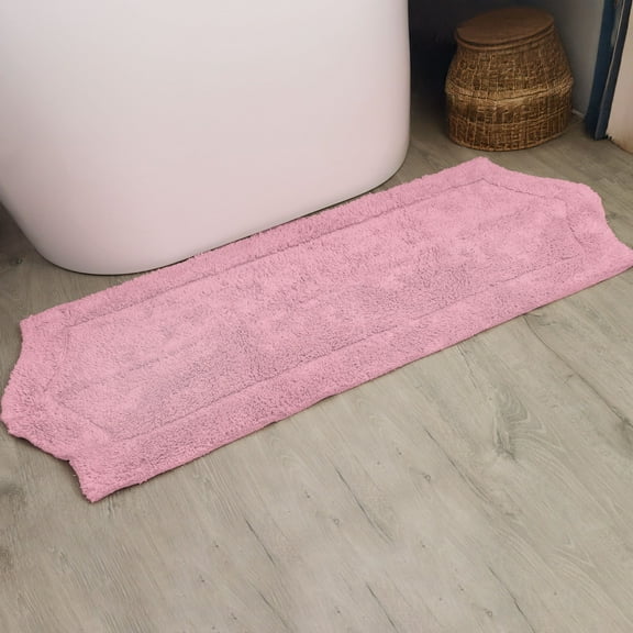 HOME WEAVERS Waterford Collection Bathroom Rug 100% Cotton Tufted Bath Rug, Extra Soft and Absorbent Bath Rugs, Non-Slip Bath Mats, Machine Washable bath rugs for Bathroom, 22"x60" Runner, Pink