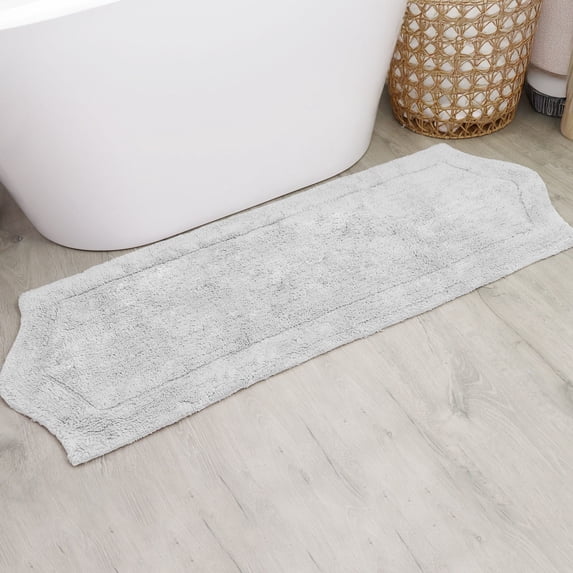HOME WEAVERS Waterford Collection Cotton Bath Runner Rug, 22" x 60", Light Gray