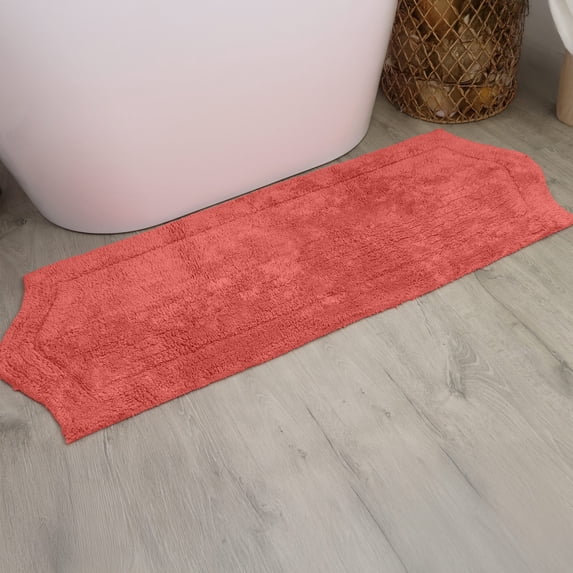 HOME WEAVERS Waterford Collection Cotton Bath Runner Rug, 22" x 60", Coral