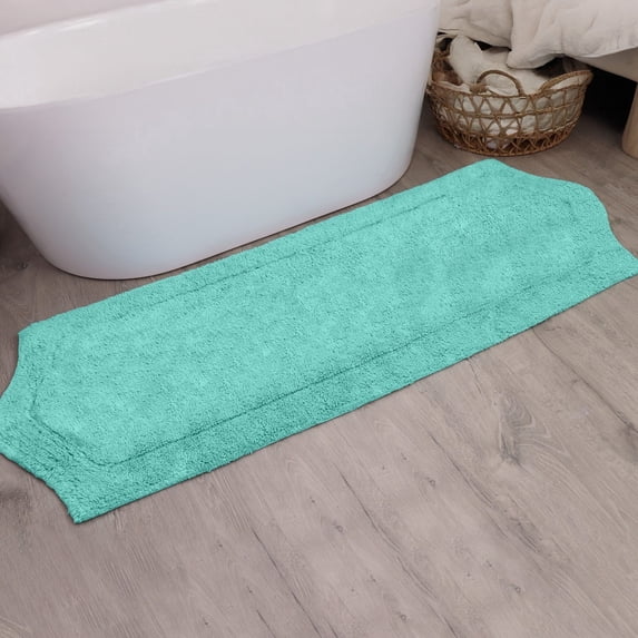 HOME WEAVERS Waterford Collection Cotton Bath Runner Rug, 22" x 60", Turquoise