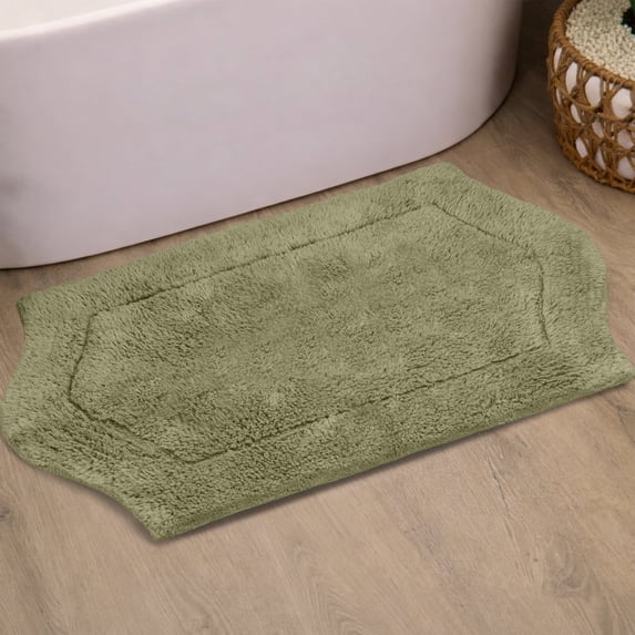 HOME WEAVERS Waterford Collection Cotton Tufted Bath Rug, 21" x 34", Green