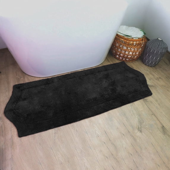 HOME WEAVERS Waterford Collection Cotton Bath Runner Rug, 22" x 60", Black