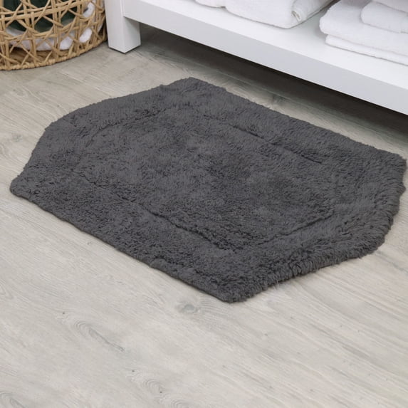 HOME WEAVERS Waterford Collection Cotton Tufted Bath Rug, 24" x 40", Gray