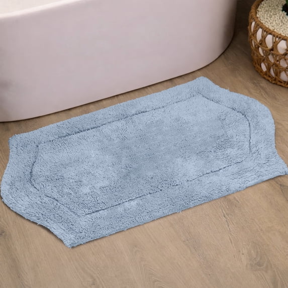 HOME WEAVERS Waterford Collection Cotton Tufted Bath Rug, 21" x 34", Blue