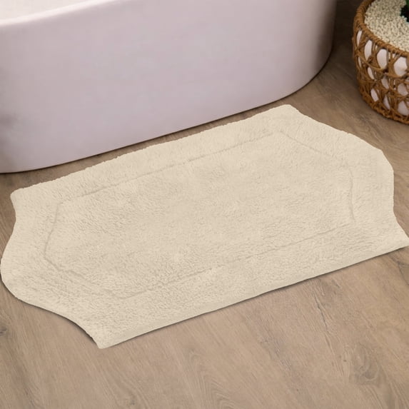 HOME WEAVERS Waterford Collection Cotton Tufted Bath Rug, 21" x 34", Ivory
