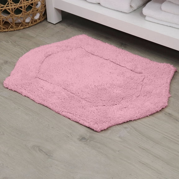 HOME WEAVERS Waterford Collection Cotton Tufted Bath Rug, 24" x 40", Pink