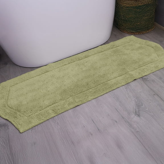 HOME WEAVERS Waterford Collection Bathroom Rug 100% Cotton Tufted Bath Rug, Extra Soft and Absorbent Bath Rugs, Non-Slip Plush Bath Rug, Machine Wash, bath Rug for Bathroom, 22"x60" Runner, Green