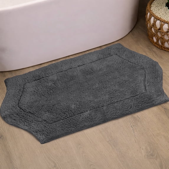 HOME WEAVERS Waterford Collection Cotton Tufted Bath Rug, 21" x 34", Gray