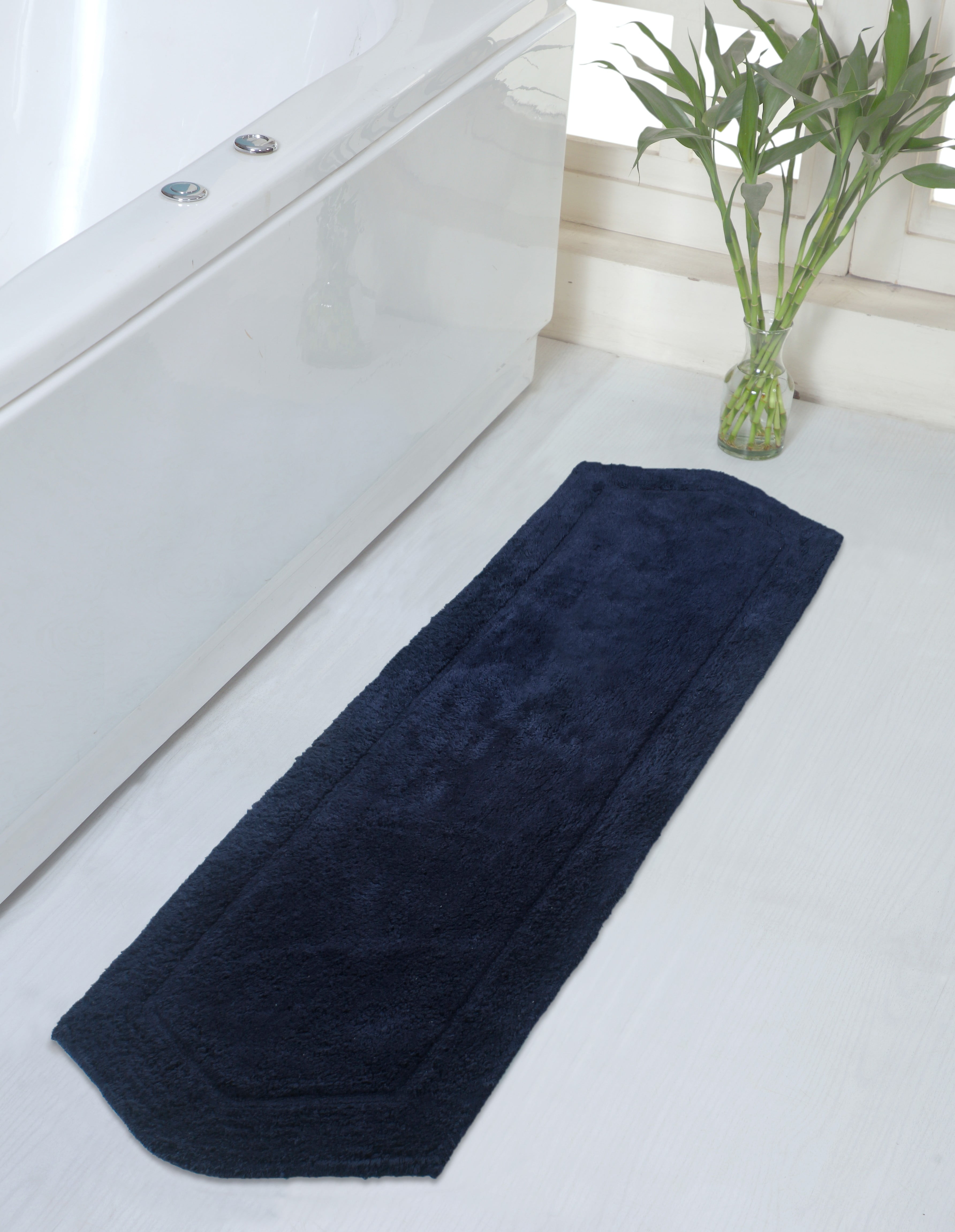 Waterford Collection Blue Cotton Tufted Bath Rug Runner
