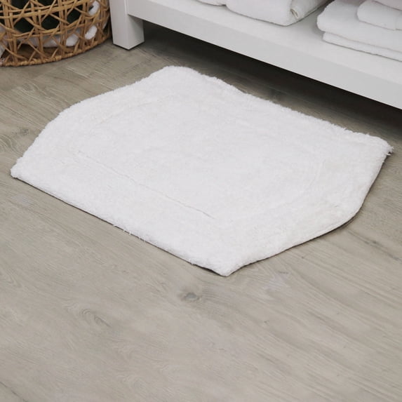 HOME WEAVERS Waterford Collection Cotton Tufted Bath Rug, 24" x 40", White