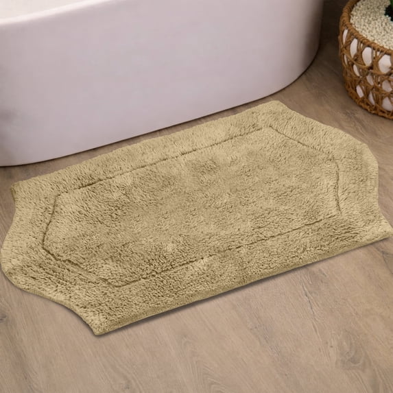 HOME WEAVERS Waterford Collection Cotton Tufted Bath Rug, 21" x 34", Linen