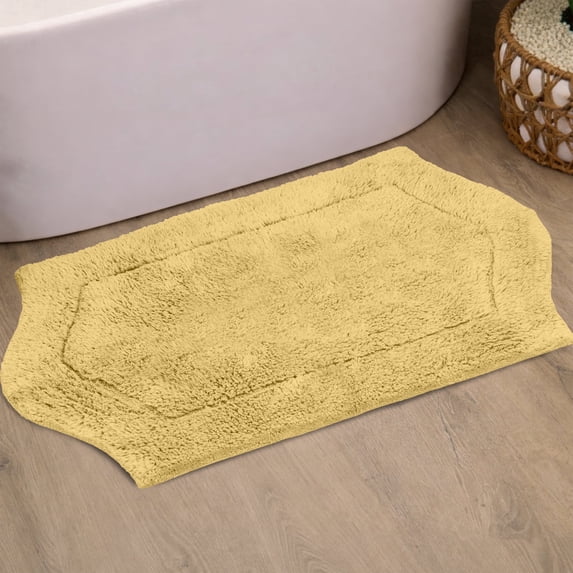 HOME WEAVERS Waterford Collection Cotton Tufted Bath Rug, 21" x 34", Yellow