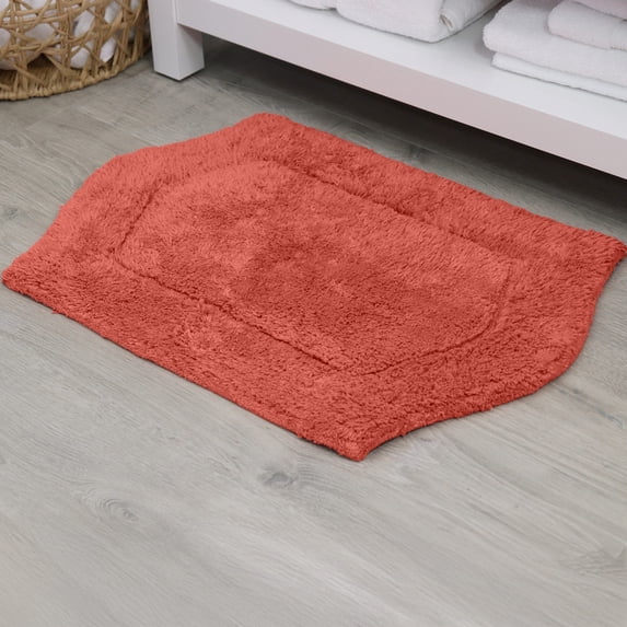 HOME WEAVERS Waterford Collection Cotton Tufted Bath Rug, 17" x 24", Coral