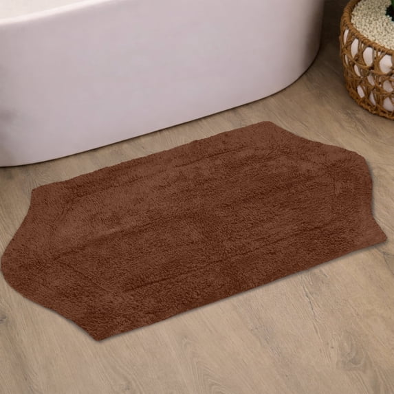HOME WEAVERS Waterford Collection Cotton Tufted Bath Rug, 21" x 34", Chocolate
