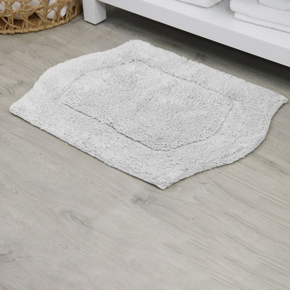 HOME WEAVERS Waterford Collection Bathroom Rug 100% Cotton Tufted Bath Rug, Soft and Absorbent Bath Rugs, Non-Slip Bath Mats, Machine Washable bath rugs for Bathroom, 17"x24" Rectangle, Light Gray