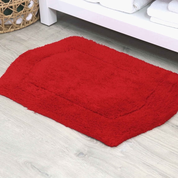 HOME WEAVERS Waterford Collection Cotton Tufted Bath Rug, 24" x 40", Red