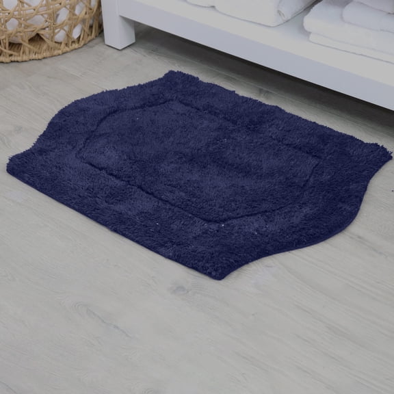 HOME WEAVERS Waterford Collection Cotton Tufted Bath Rug, 24" x 40", Navy