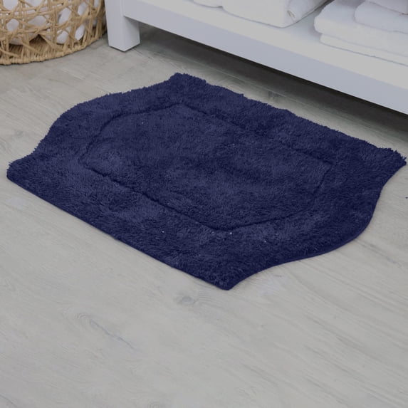 HOME WEAVERS Waterford Collection Cotton Tufted Bath Rug, 24" x 40", Navy