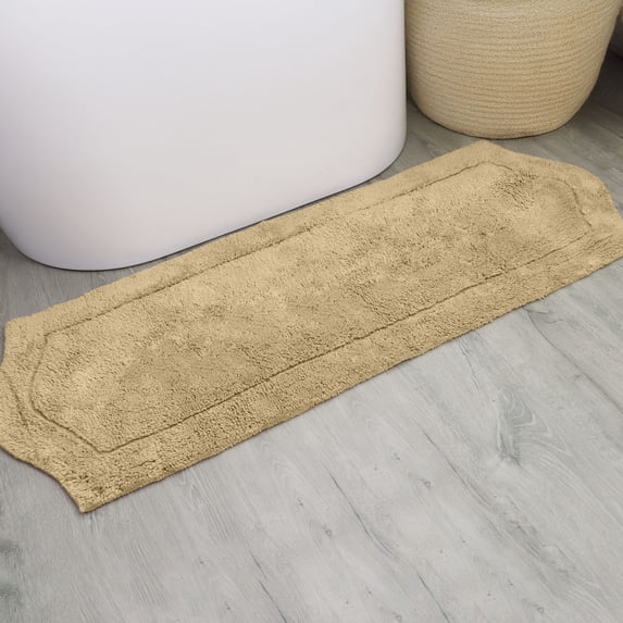 HOME WEAVERS Waterford Collection Cotton Bath Runner Rug, 22" x 60", Linen