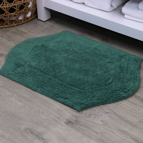 HOME WEAVERS Waterford Collection Cotton Tufted Bath Rug, 24" x 40", Bottle Green