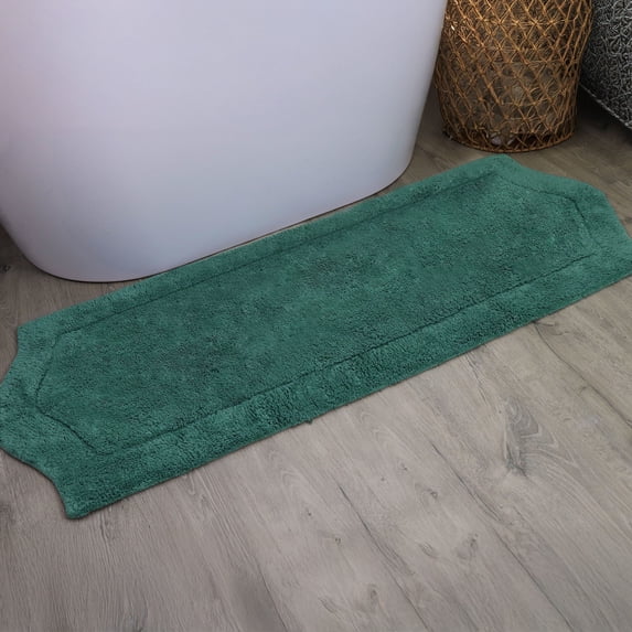 HOME WEAVERS Waterford Collection Cotton Bath Runner Rug, 22" x 60", Bottle Green