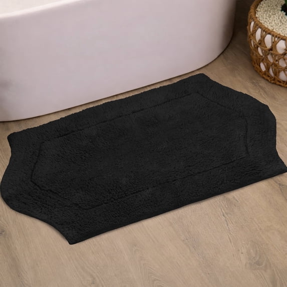 HOME WEAVERS Waterford Collection Cotton Tufted Bath Rug, 21" x 34", Black