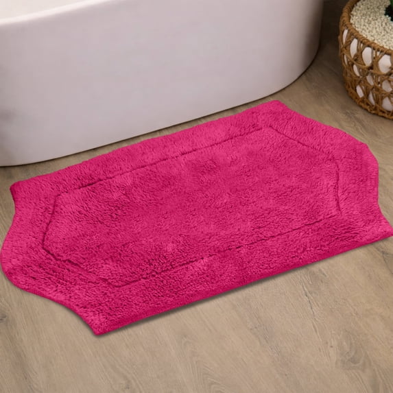 HOME WEAVERS Waterford Collection Cotton Tufted Bath Rug, 21" x 34", Hot Pink