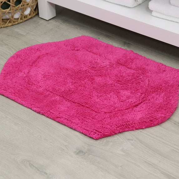 HOME WEAVERS Waterford Collection Bathroom Rug 100% Cotton Tufted Bath Rug, Soft and Absorbent Bath Rugs, Non-Slip Plush Bath Rug, Machine Wash, bath Rug for Bathroom, 21"x34" Rectangle, Hot Pink