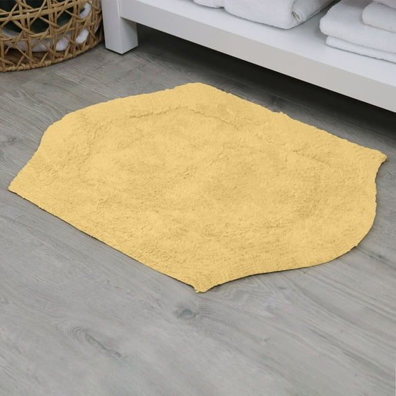 Home Weavers Waterford Collection Bathroom Rug 100% Cotton Tufted Bath Rug, Soft and Absorbent Bath Rugs, Non-Slip Plush Bath Rug, Machine Wash, bath Rug for Bathroom, 17"x24" Rectangle, Yellow