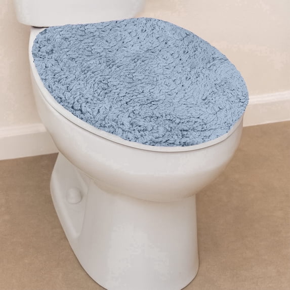 HOME WEAVERS Waterford Collection Cotton Toilet Lid Cover, 18" x 18", Blue