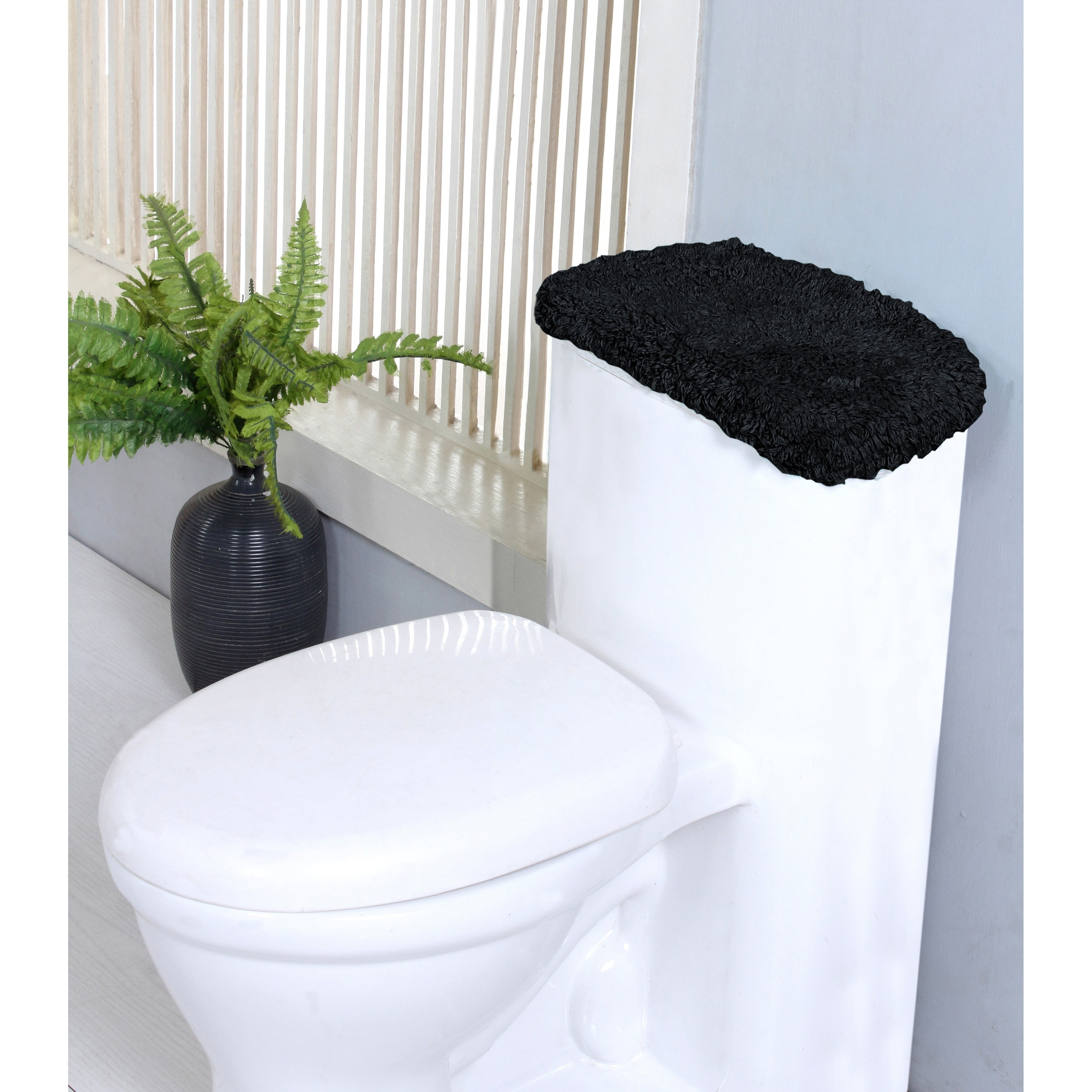 Home Weavers Waterford Collection Plush Soft & Absorbent Black Cotton Bath Rug, 10" x 22"