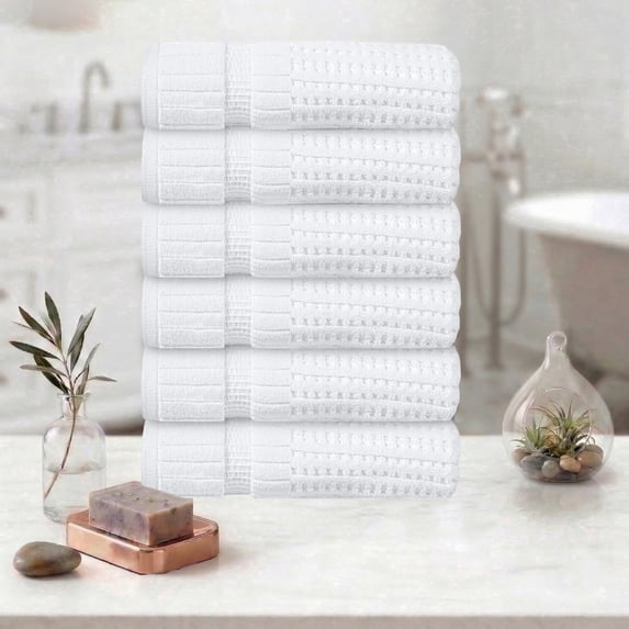 Home Weavers Willow Bath Towels Set of 6, 100% Cotton Zero Twist, 630 GSM, Soft Absorbent Quick Dry, 27x54 inch, White