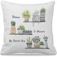 thumbnail image 1 of Home is Where My Plants are Throw Pillow Cover 18x18 Inch Watercolor Boho Potted Green Plant Decor for Home Bedroom Living Room,Gifts for Plant Lovers, 1 of 4