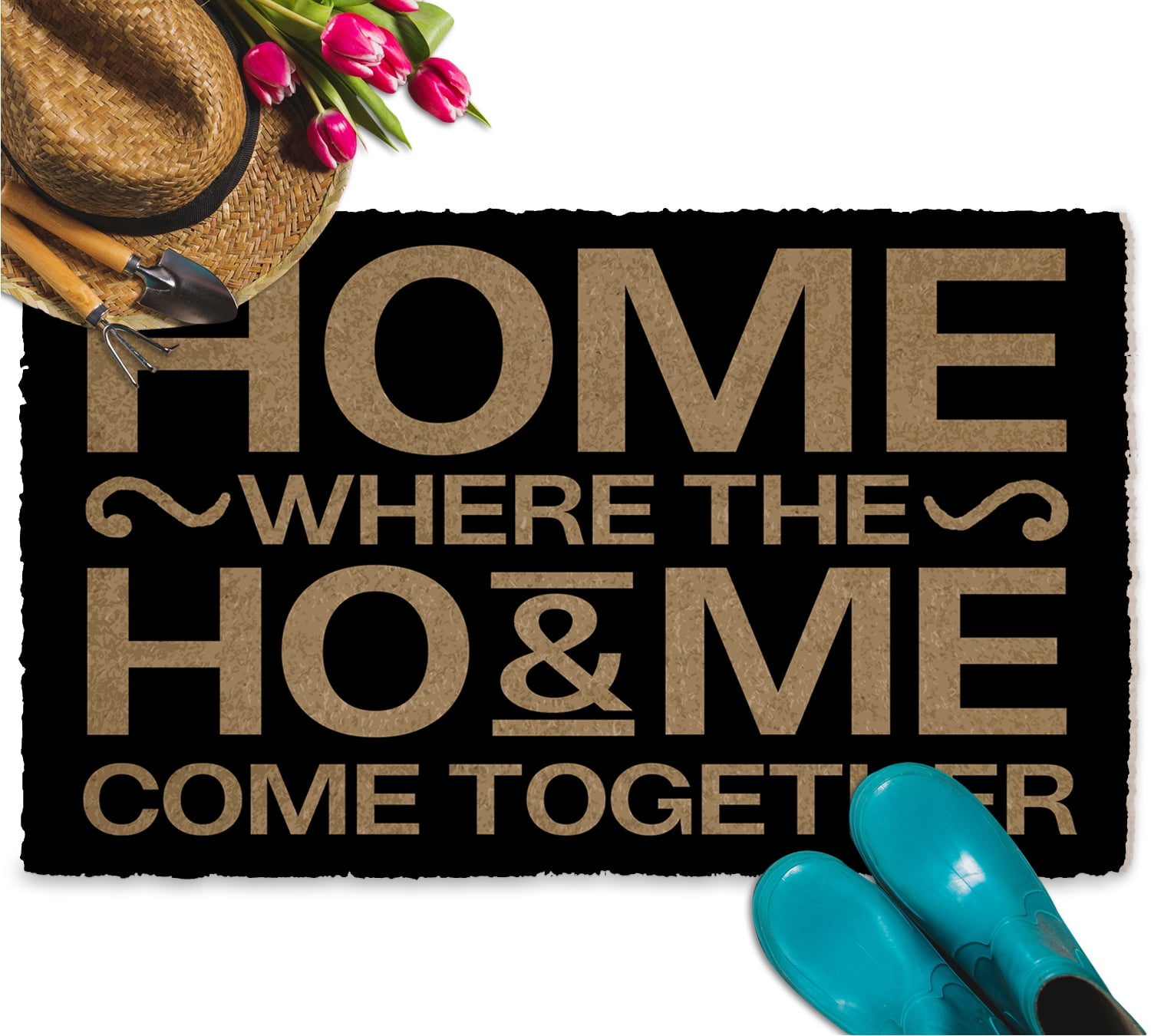 Home Where The Ho & Me Come Together Outdoor Welcome Mats for Front