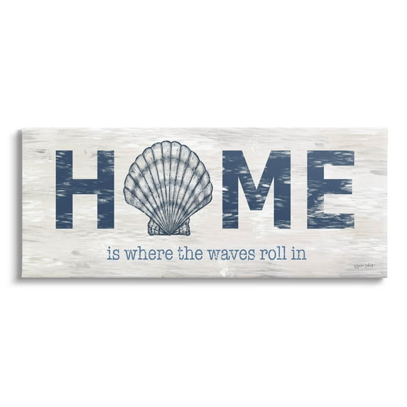 Home Where Waves Roll In Phrase Coastal Graphic Art Gallery Wrapped Canvas Print Wall Art