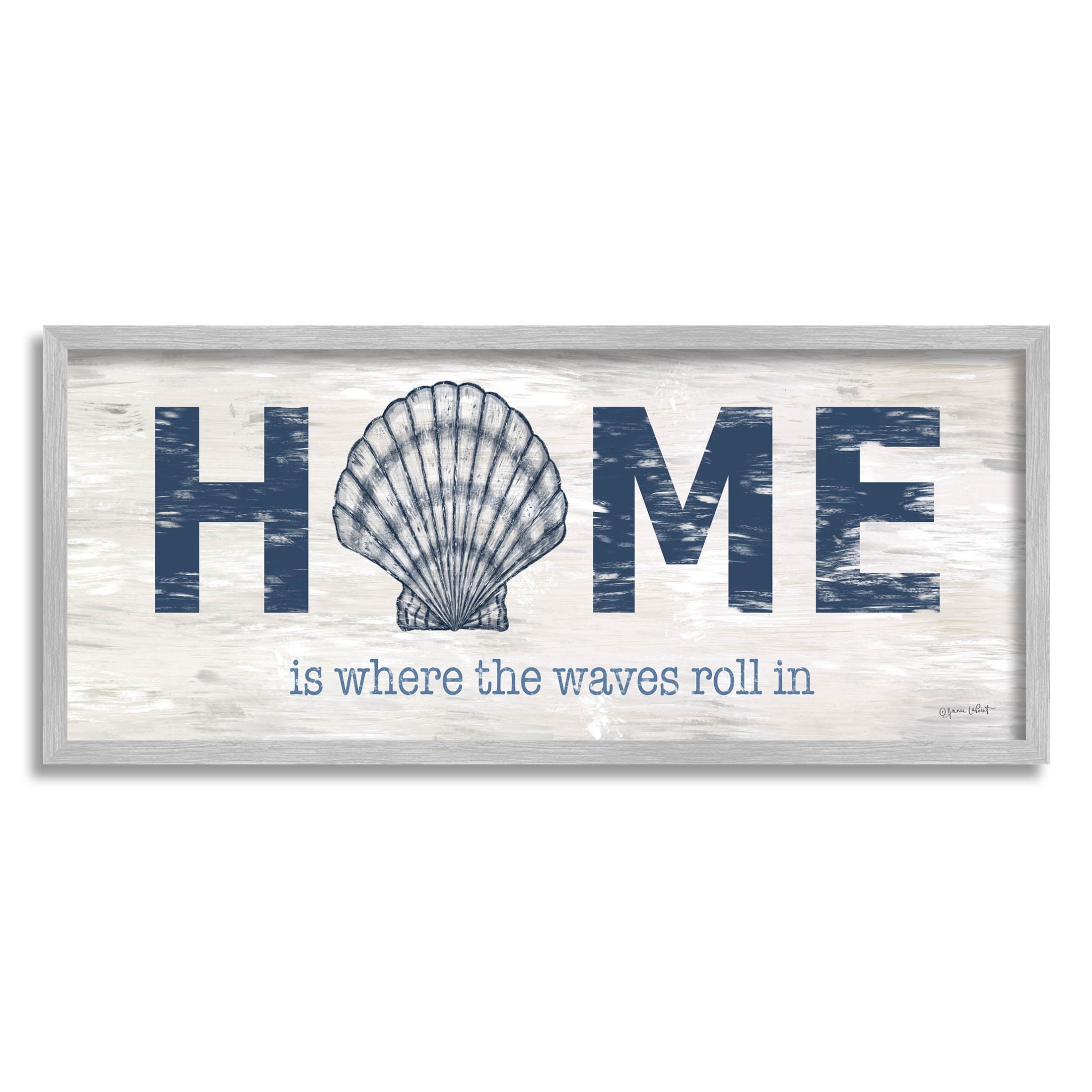 Home Where Waves Roll In Phrase Coastal Graphic Art Gray Framed Art Print Wall Art