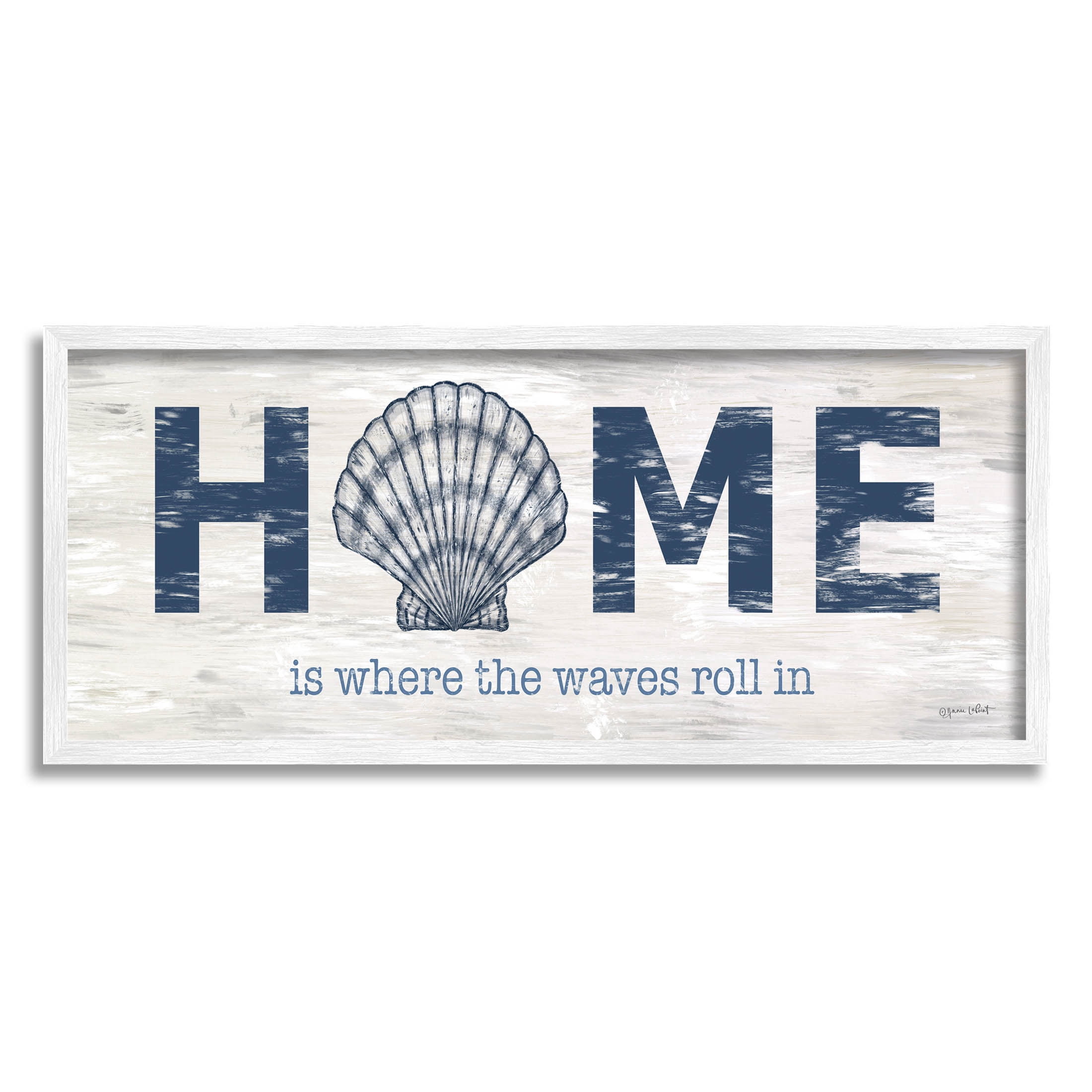Home Where Waves Roll In Phrase Coastal Graphic Art White Framed Art Print Wall Art