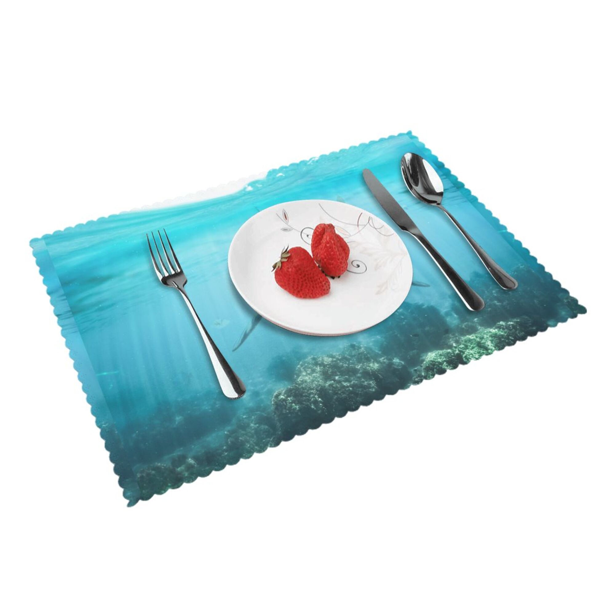 Home White Sharks Coral Reef Placemats Set Of 4 Washable Wipeable Place