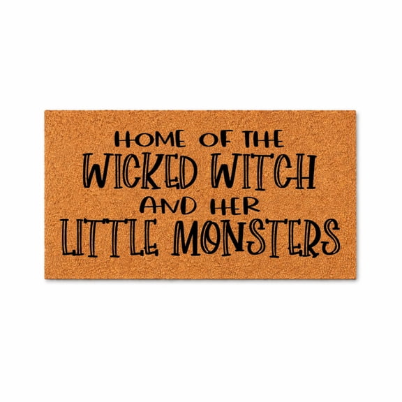 Home of the Wicked Witch and Her Little Monsters, Funny Doormat, Welcome Mat, Front Door Decor, Home Entry Rug, Halloween Theme 1754 (16x24 inches) 1754