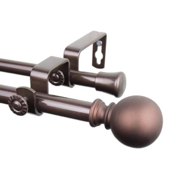 Home Window Decorative Luna Double Curtain Rod 28-48 inch - Cocoa