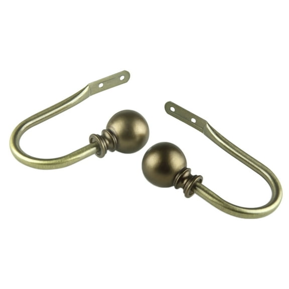 Home Window Decorative Luna Finial Holdback (pair) - Antique Gold