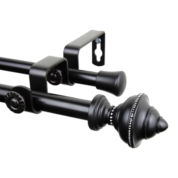 Home Window Decorative Palace Double Curtain Rod 28-48 inch - Black