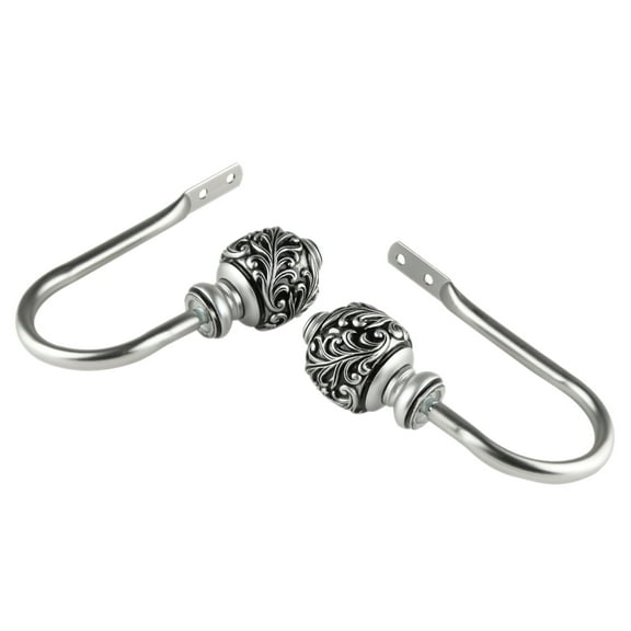 Home Window Decorative Tilly Finial Holdback (pair) - Satin Nickel