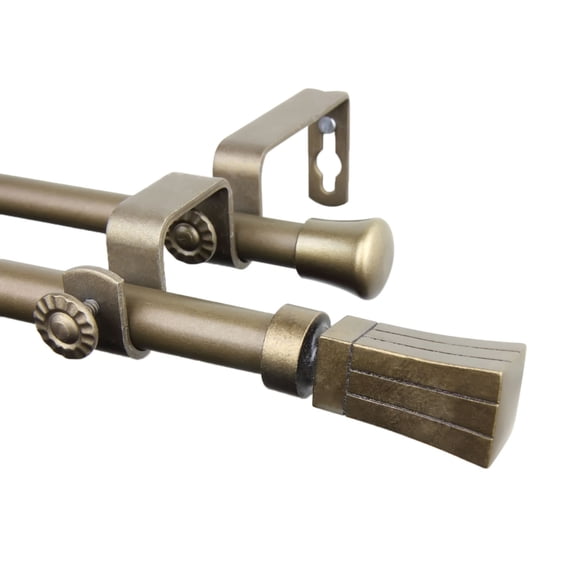 Home Window Flare Double Curtain Rod 28-48 inch - Antique Gold