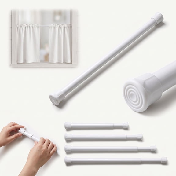 Home Window Hardware, No Drill Curtain Rod, Spring Tension Curtain Rod, White Curtain Rod, Small Window Curtain Rod, 1Pc 20 Inch No-Mark Easy Install Extendable Rod for Bathroom,