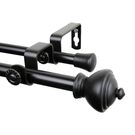 Home Window Savannah Double Curtain Rod 84-120 inch - Black