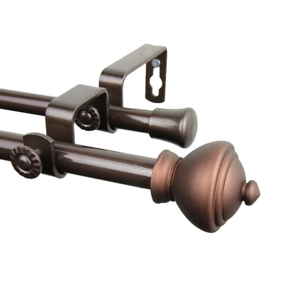 Home Window Savannah Double Curtain Rod 84-120 inch - Cocoa