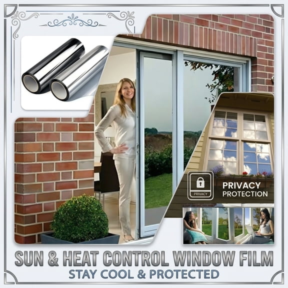 Home Window Tint Film, One Way Privacy Window Film, Static Cling Window Privacy Film, Reflective Window Film Heat Blocking, 79X20 Inch Black Mirrored Roll for Residential Glass