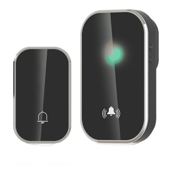 Home Wireless Doorbell, Digital Music Remote Pager with EU Plug, 38 Chimes, 110dB Adjustable Volume, LED Flash, Waterproof Transmitter, Black