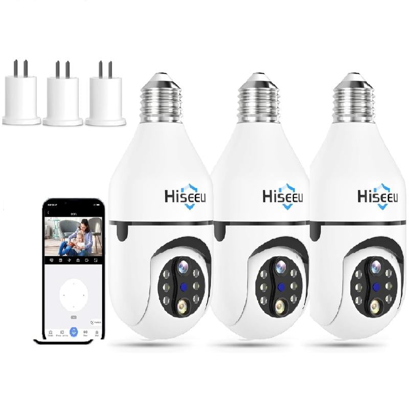 Home Wireless PTZ Light Bulb Security Camera with 10X Zoom 3MP, Color ...